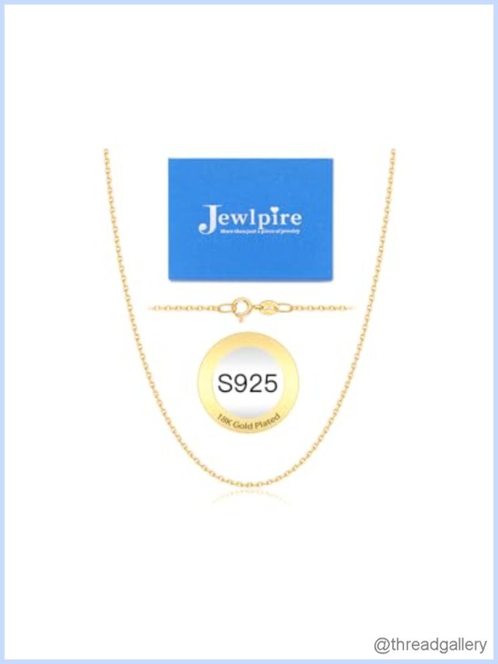 18K Gold Plated 925 Sterling Silver 1.1mm Cable Chain Necklace